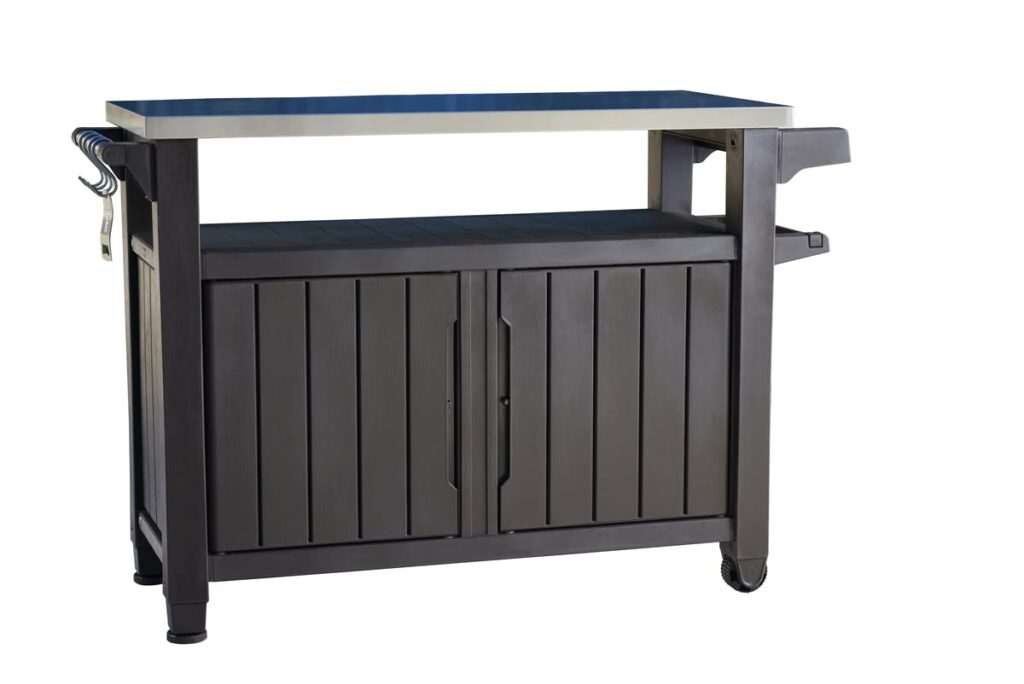 Keter Unity XL BBQ Side Table, Dimensions 134 x 51.7 x 89.6 cm, Grey