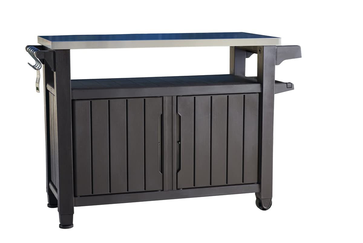 Keter Unity XL BBQ Side Table, Dimensions 134 x 51.7 x 89.6 cm, Grey