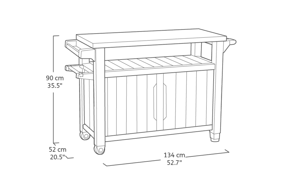 Keter Unity XL BBQ Side Table, Dimensions 134 x 51.7 x 89.6 cm, Grey - Image 8