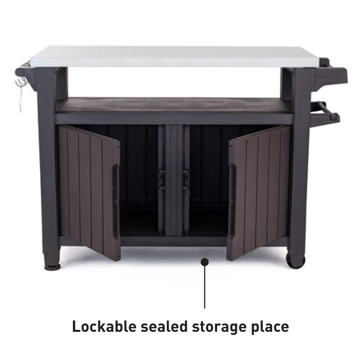 Keter Unity XL BBQ Side Table, Dimensions 134 x 51.7 x 89.6 cm, Grey - Image 7