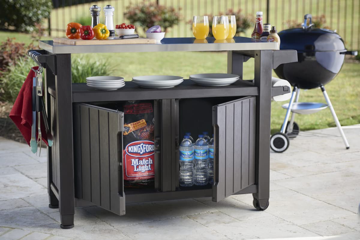 Keter Unity XL BBQ Side Table, Dimensions 134 x 51.7 x 89.6 cm, Grey - Image 9