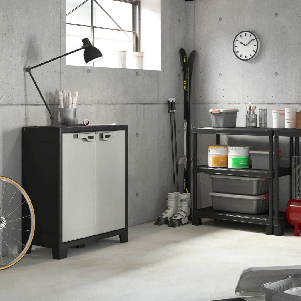 Keter Titan Low Indoor Garage Utility Multi purpose Cabinet - Black-Grey - Image 4