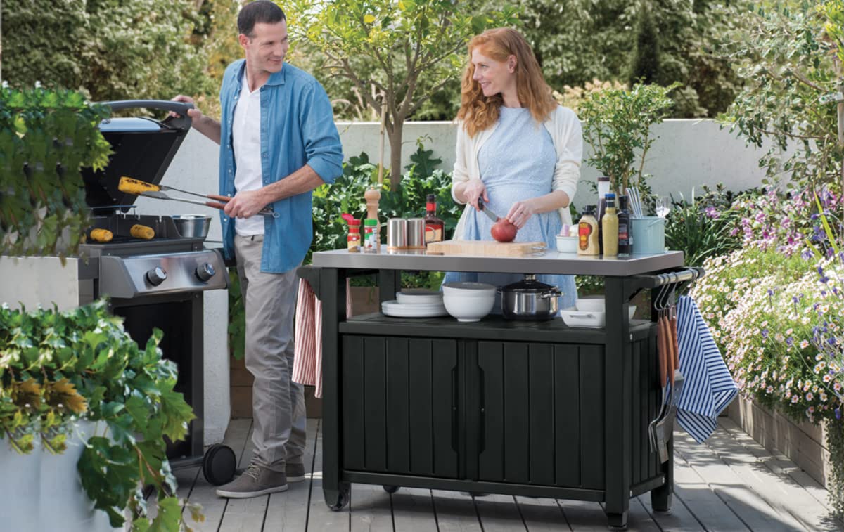 Keter Unity XL BBQ Side Table, Dimensions 134 x 51.7 x 89.6 cm, Grey - Image 5