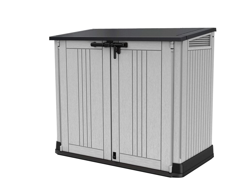 Keter Store It Out Nova Outdoor Garden Furniture Storage Shed Light Grey with Dark Grey Lid
